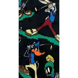 Looney Tunes Mania Men's Novelty Tie: Daffy, Bugs, Marv, Taz Playing Golf. 1995